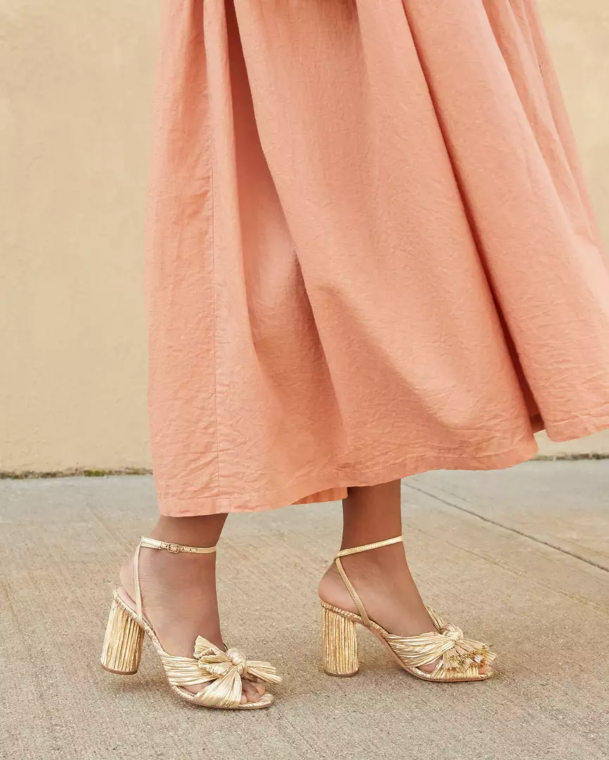 Loeffler Randall Camellia Gold Pleated Bow Heel 7 Loeffler Randall Camellia Gold Pleated Bow Heel