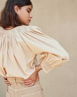 Loeffler Randall Lucia Sand Smocked Blouse