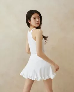 Loeffler Randall Arabella White Ruffled Tennis Skirt New Arrivals