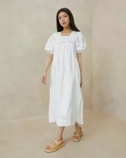 Loeffler Randall August White Puffed Sleeve Dress