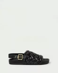 Loeffler Randall Benton Black Woven Footbed Sandal New Arrivals