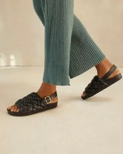 Loeffler Randall Benton Black Woven Footbed Sandal New Arrivals