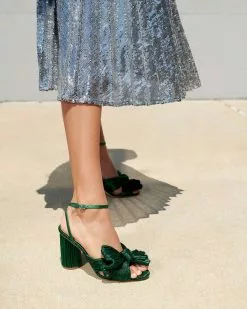 Loeffler Randall Pleats Camellia Bow Heel Emerald