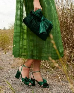 Loeffler Randall Pleats Camellia Bow Heel Emerald
