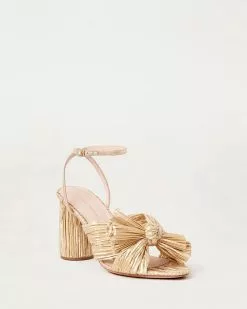 Loeffler Randall Camellia Gold Pleated Bow Heel