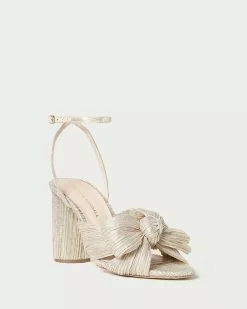 Loeffler Randall Pleats Camellia Platinum Pleated Bow Heel