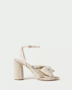 Loeffler Randall Pleats Camellia Platinum Pleated Bow Heel