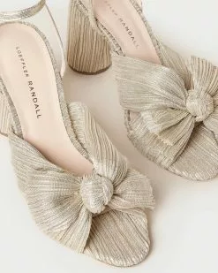 Loeffler Randall Pleats Camellia Platinum Pleated Bow Heel