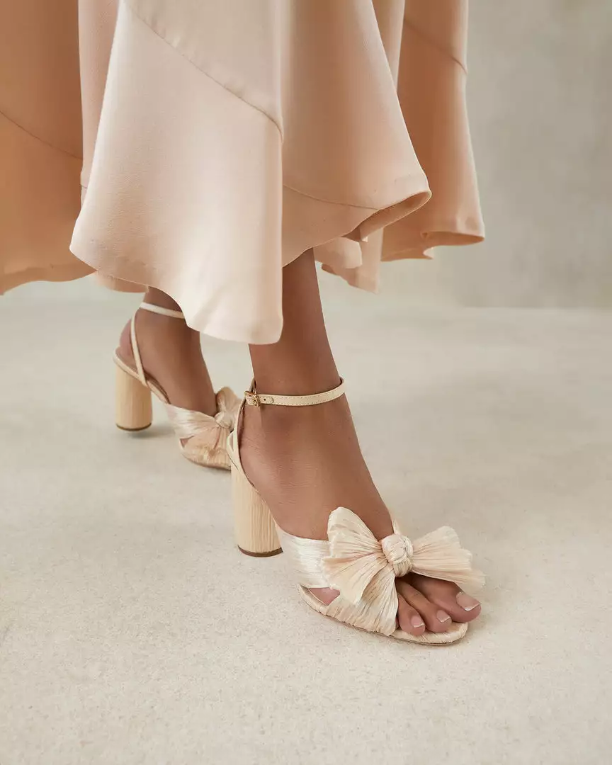 Loeffler Randall Camellia Almond Pleated Bow Heel Pleats 7 Loeffler Randall Camellia Almond Pleated Bow Heel Pleats