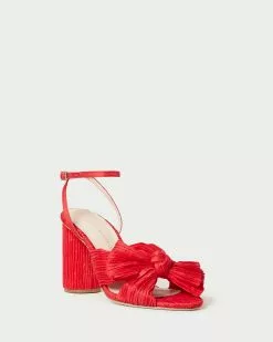 Loeffler Randall Camellia Red Pleated Bow Heel