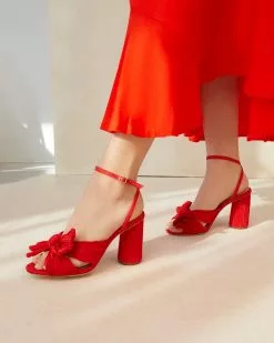 Loeffler Randall Camellia Red Pleated Bow Heel
