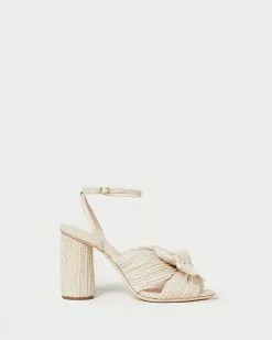Loeffler Randall Pleats Camellia Cream Sparkle Bow Heel