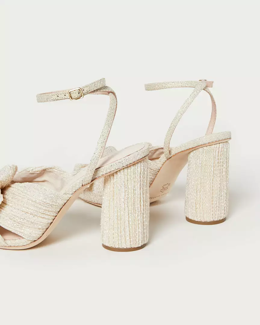 Loeffler Randall Pleats Camellia Cream Sparkle Bow Heel 6 Loeffler Randall Pleats Camellia Cream Sparkle Bow Heel