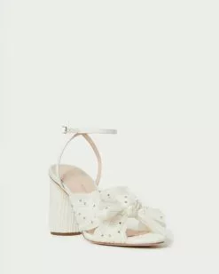 Loeffler Randall Camellia Pearl Rhinestone Bow Heel Pleats