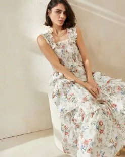 Loeffler Randall Chichi Floral Smocked Tiered Dress New Arrivals