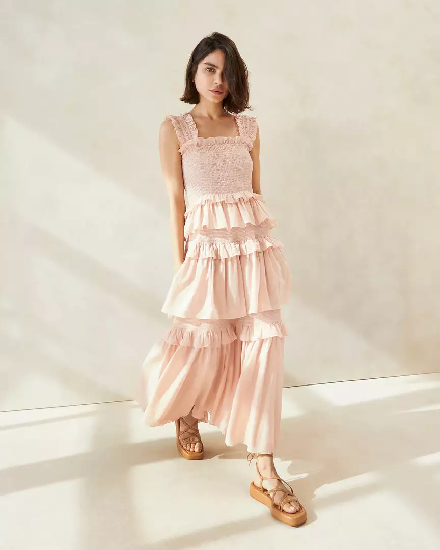 Loeffler Randall Chichi Pink Smocked Tiered Dress New Arrivals 3 Loeffler Randall Chichi Pink Smocked Tiered Dress New Arrivals