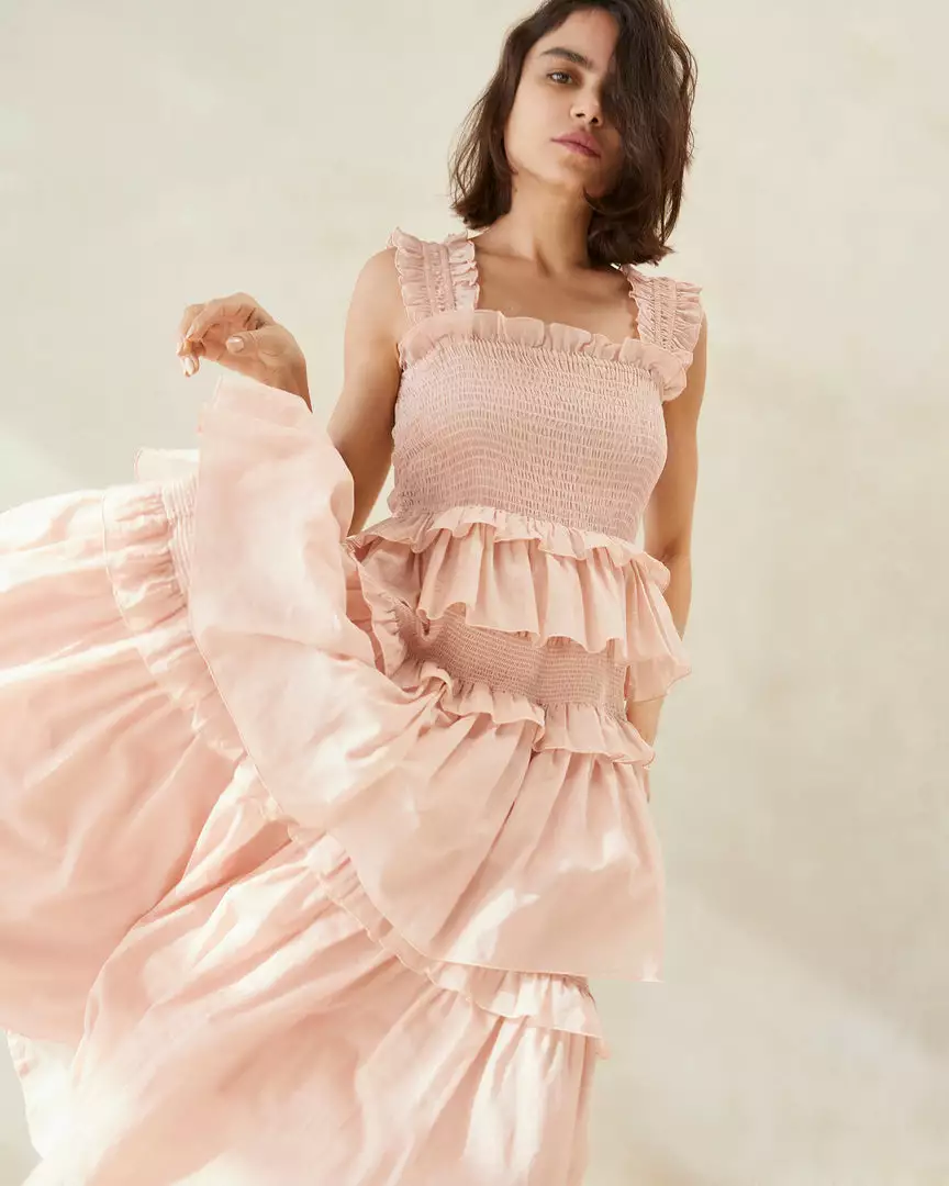 Loeffler Randall Chichi Pink Smocked Tiered Dress New Arrivals 5 Loeffler Randall Chichi Pink Smocked Tiered Dress New Arrivals