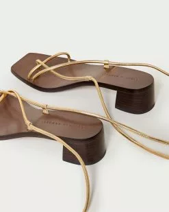 Loeffler Randall New Arrivals Coby Gold Ankle Wrap Heel