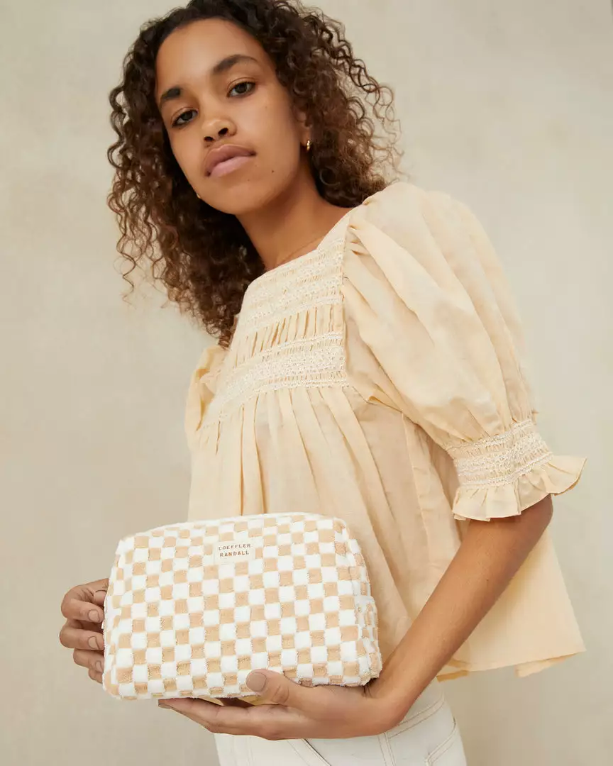 Loeffler Randall Colton Camel Gingham Cosmetic Pouch 7 Loeffler Randall Colton Camel Gingham Cosmetic Pouch