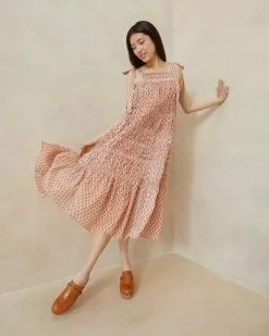 Loeffler Randall New Arrivals Cressida Tan Floral Tent Dress