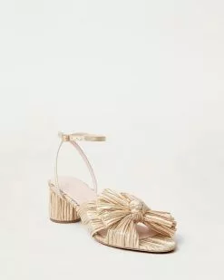 Loeffler Randall Dahlia Gold Pleated Bow Heel