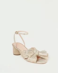 Loeffler Randall Dahlia Platinum Pleated Bow Heel Pleats
