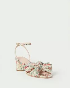 Loeffler Randall Dahlia Tan Floral Bow Heel Pleats