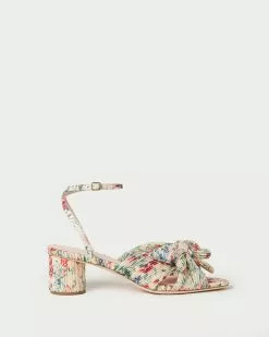 Loeffler Randall Dahlia Tan Floral Bow Heel Pleats