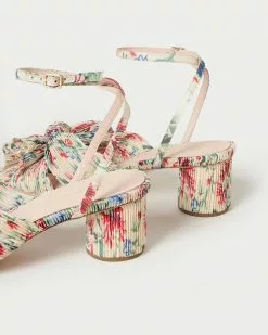 Loeffler Randall Dahlia Tan Floral Bow Heel Pleats