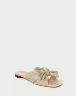 Loeffler Randall Pleats Daphne Pleated Platinum Bow Slide