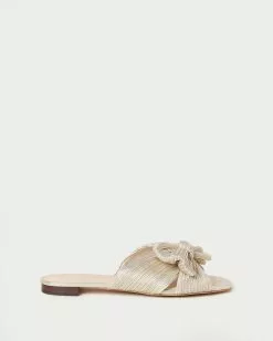 Loeffler Randall Pleats Daphne Pleated Platinum Bow Slide