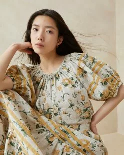 Loeffler Randall Delano Nova Floral Smocked Blouse New Arrivals