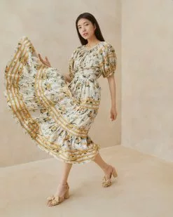 Loeffler Randall Delano Nova Floral Smocked Blouse New Arrivals