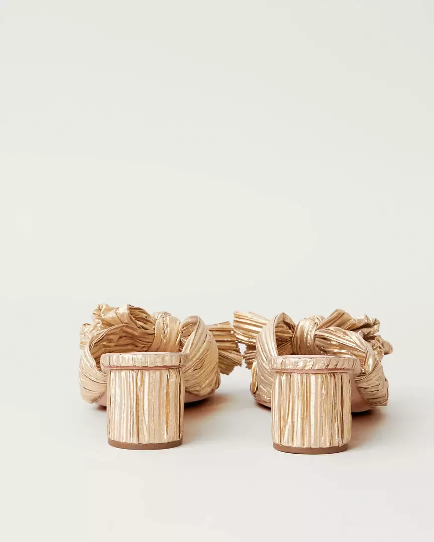 Loeffler Randall Pleats Emilia Gold Pleated Bow Heel 5 Loeffler Randall Pleats Emilia Gold Pleated Bow Heel