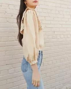 Loeffler Randall Sale Fernanda Tan Lace Border Blouse