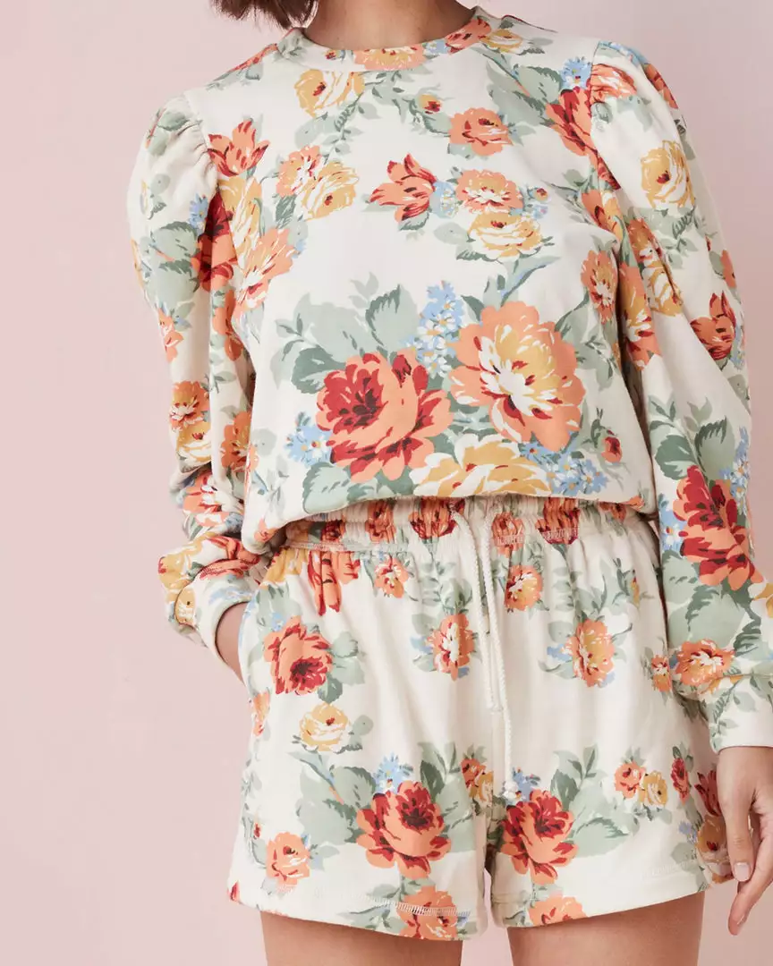 Loeffler Randall Sydney Floral Drawstring Sweat Short Sale 4 Loeffler Randall Sydney Floral Drawstring Sweat Short Sale