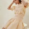 Loeffler Randall New Arrivals Gilles Sand Ecru Smocked Skirt