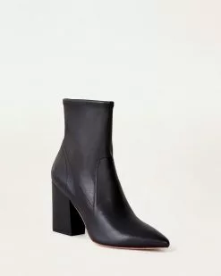 Loeffler Randall Footwear Isla Black Leather Slim Ankle Bootie