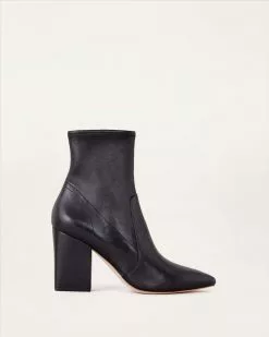 Loeffler Randall Footwear Isla Black Leather Slim Ankle Bootie
