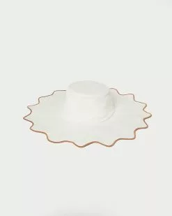 Loeffler Randall Ivana Natural/Brown Scalloped Hat New Arrivals