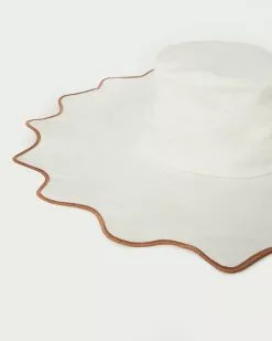 Loeffler Randall Ivana Natural/Brown Scalloped Hat New Arrivals