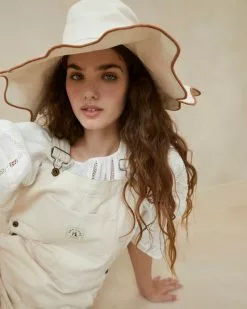 Loeffler Randall Ivana Natural/Brown Scalloped Hat New Arrivals