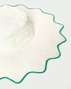 Loeffler Randall New Arrivals Ivana Natural/Green Scalloped Hat