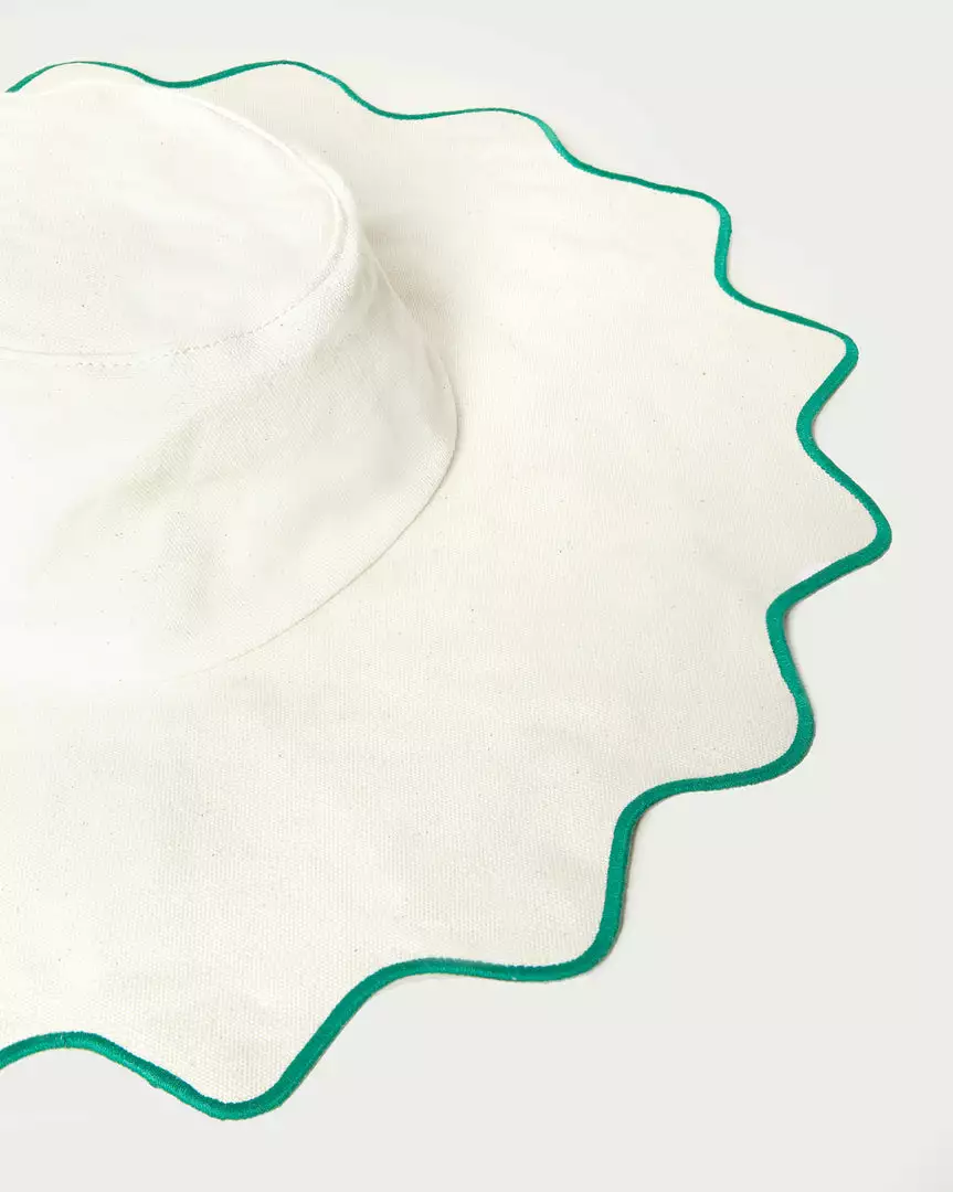 Loeffler Randall New Arrivals Ivana Natural/Green Scalloped Hat 4 Loeffler Randall New Arrivals Ivana Natural/Green Scalloped Hat