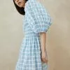 Loeffler Randall Jules Blue Plaid Smocked Dress