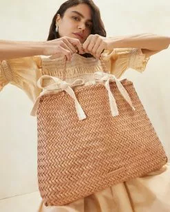 Loeffler Randall New Arrivals Knox Natural/Blush Woven Tote