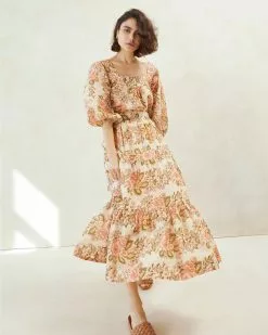 Loeffler Randall New Arrivals Laramie Multi Floral Tiered Skirt