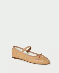 Loeffler Randall New Arrivals Leonie Caramel Crystal Ballet Flat