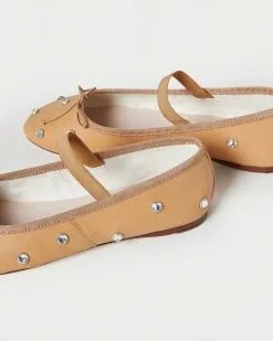 Loeffler Randall New Arrivals Leonie Caramel Crystal Ballet Flat