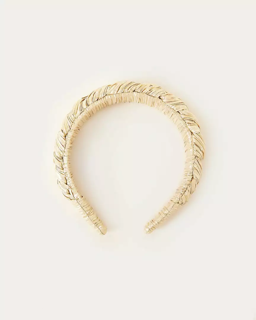 Loeffler Randall Lilac Gold Braided Headband Pleats 3 Loeffler Randall Lilac Gold Braided Headband Pleats
